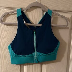 Fabletics Teal and Navy Zip Sports Bra
